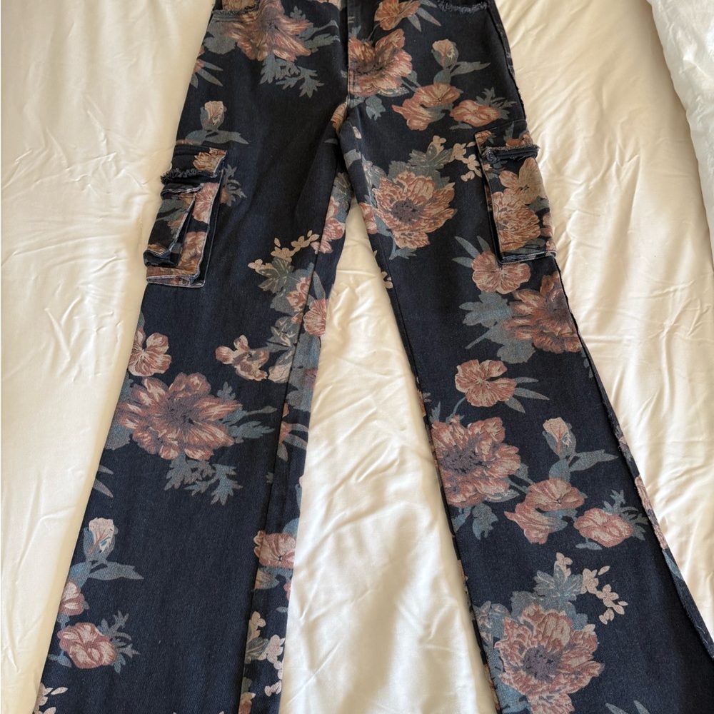 Fate Black Floral Cargo Pants
